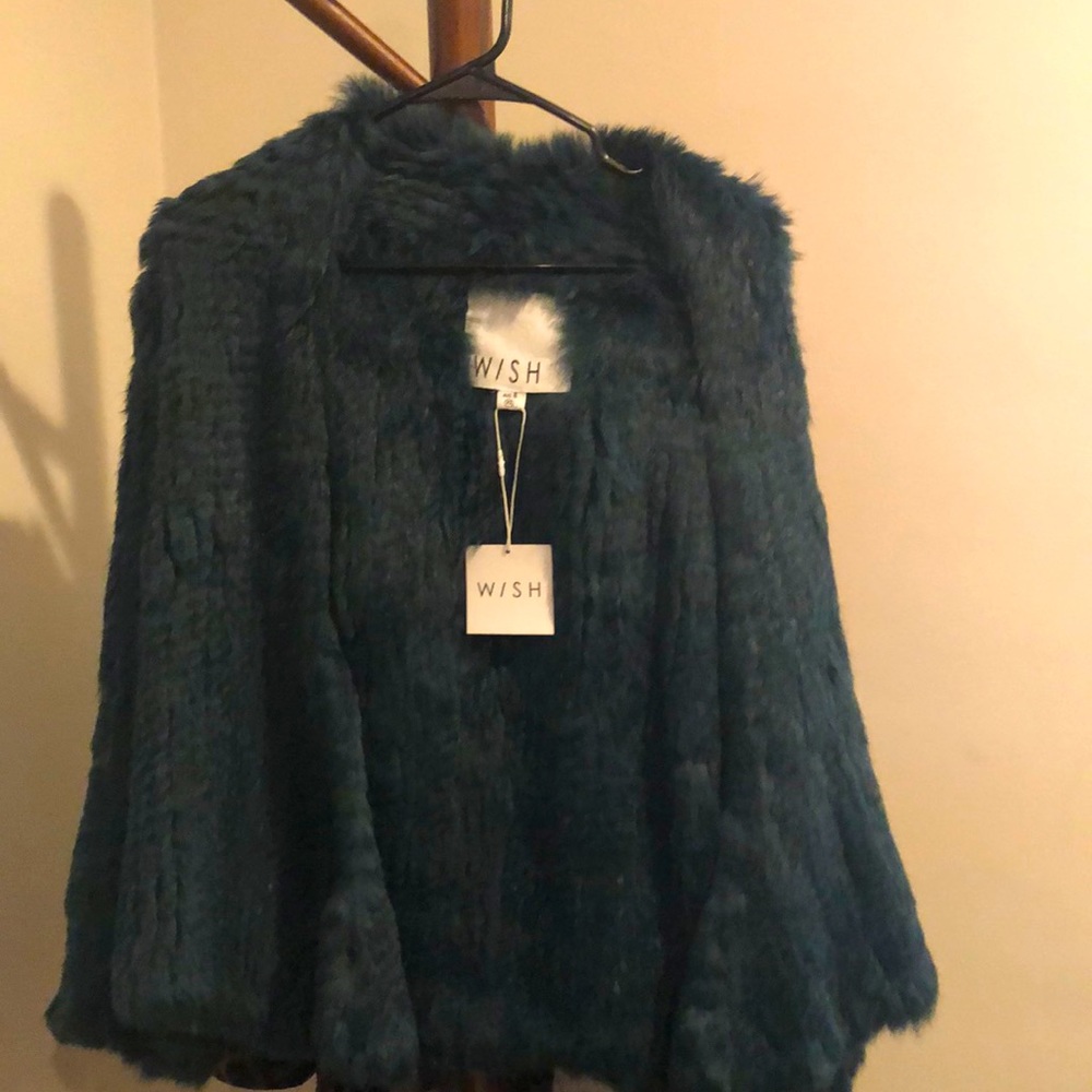 Sage green rabbit fur jacket
